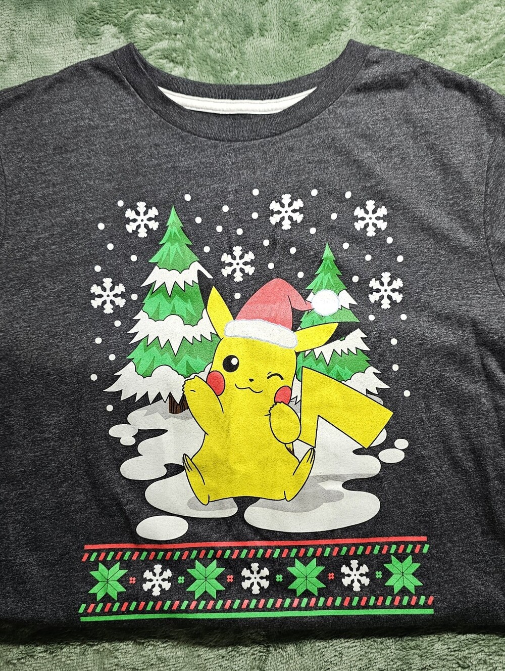 Pikachu Pokemon Holiday Graphic Tee - Youth Size XL 14/16 or Ladies Small
